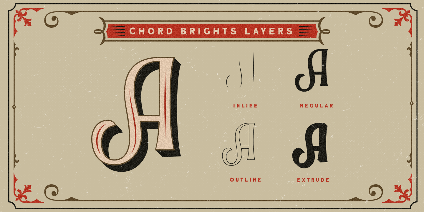 Пример шрифта Chord Brights Outline